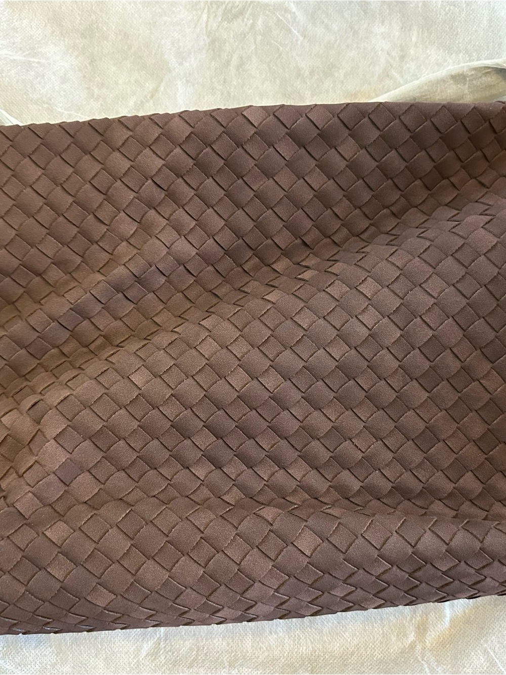 Woven Suede Tote Bag in Dark Brown - Picture 5 of 5
